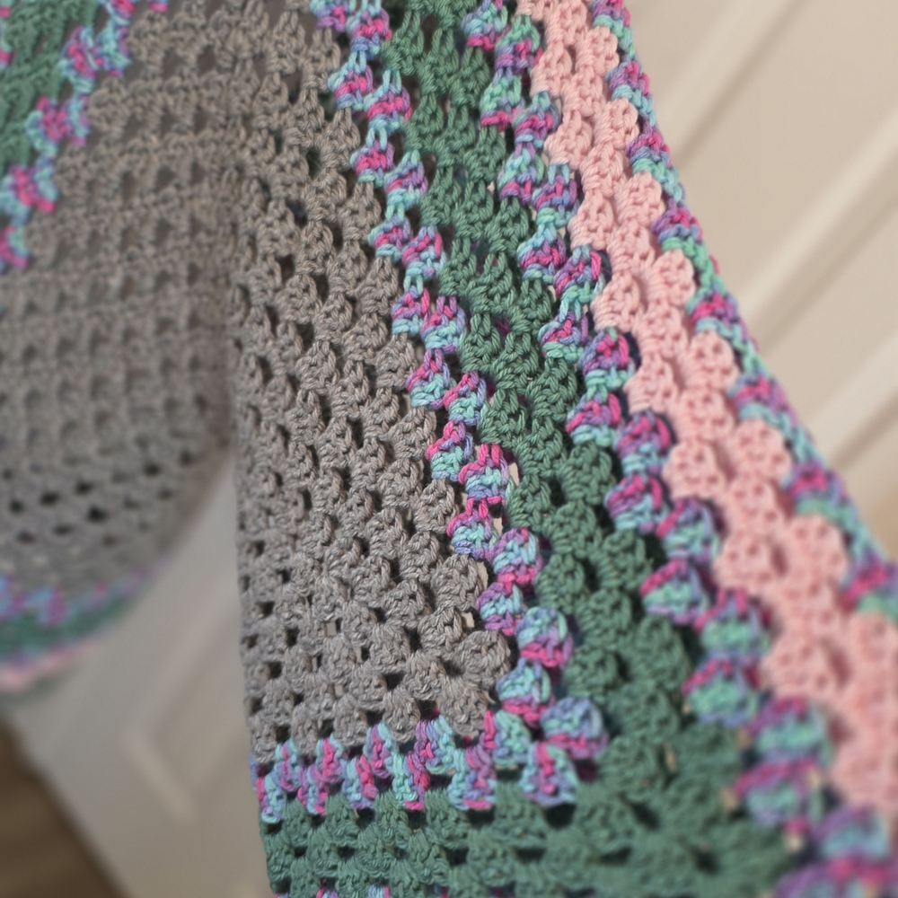 Handmade Crochet Hooded Cardigan Boho Granny Sq Oversized Chunky Knit Festival - Picture 9 of 13